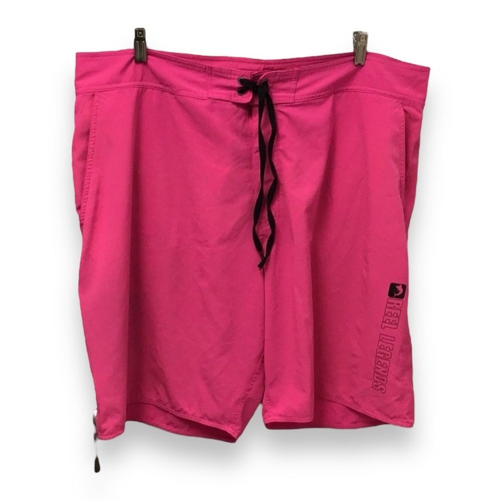 Reel Legends Mens 10” Board Shorts UPF30 Moisture Wicking, Pink Glow, size 44
